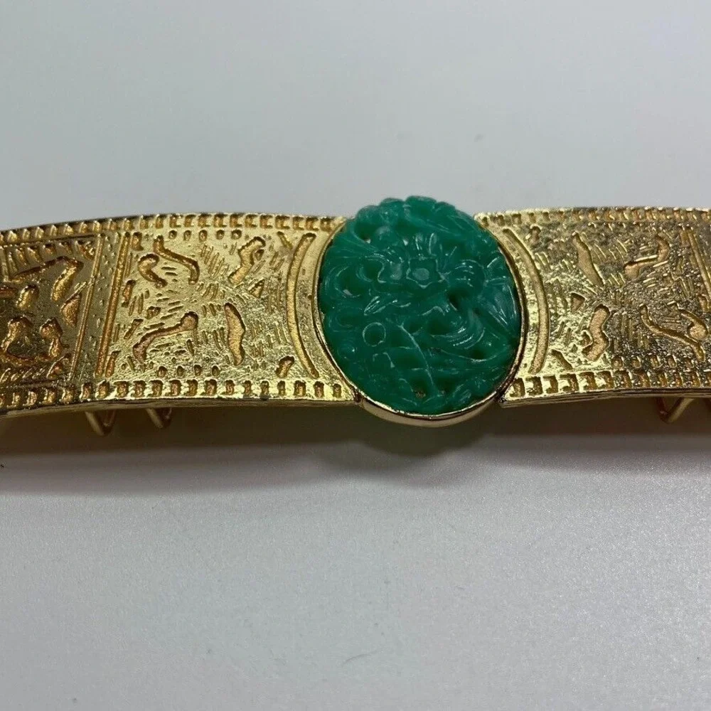 Gay Bover Designer Belt Buckle Gold-Tone‎ w/Asian Flair 1980's Takes 1.25